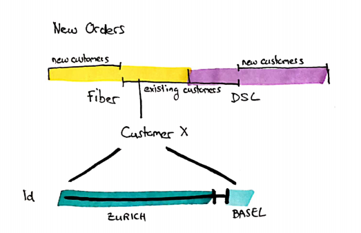 1D history output: customer subscription timeline — drilling from aggregated report into individual change history