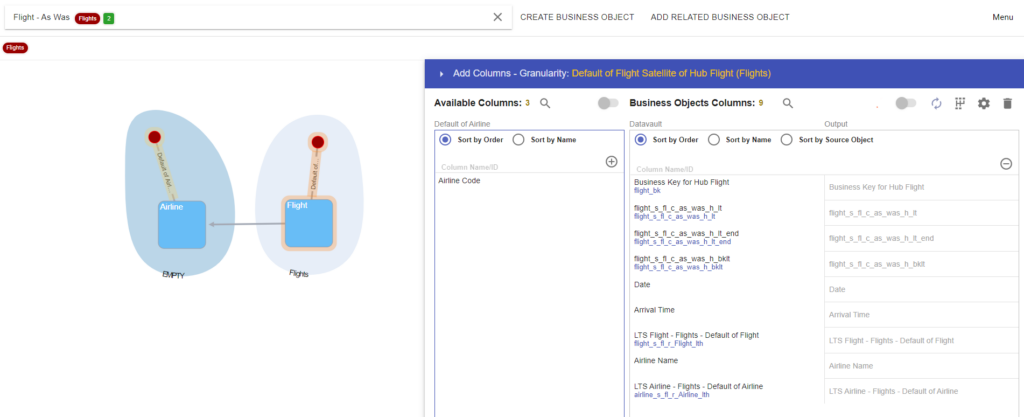 Datavault Builder: visual selection of satellite attributes for SCD Type 2 dimension output